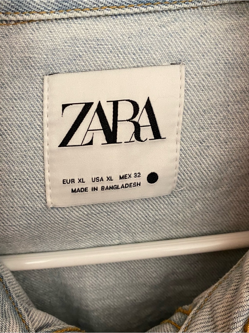 Zara Jean Jacket Shacket Womens Size XL Light Blue Denim Shirt Relaxed Fit - Picture 5 of 9